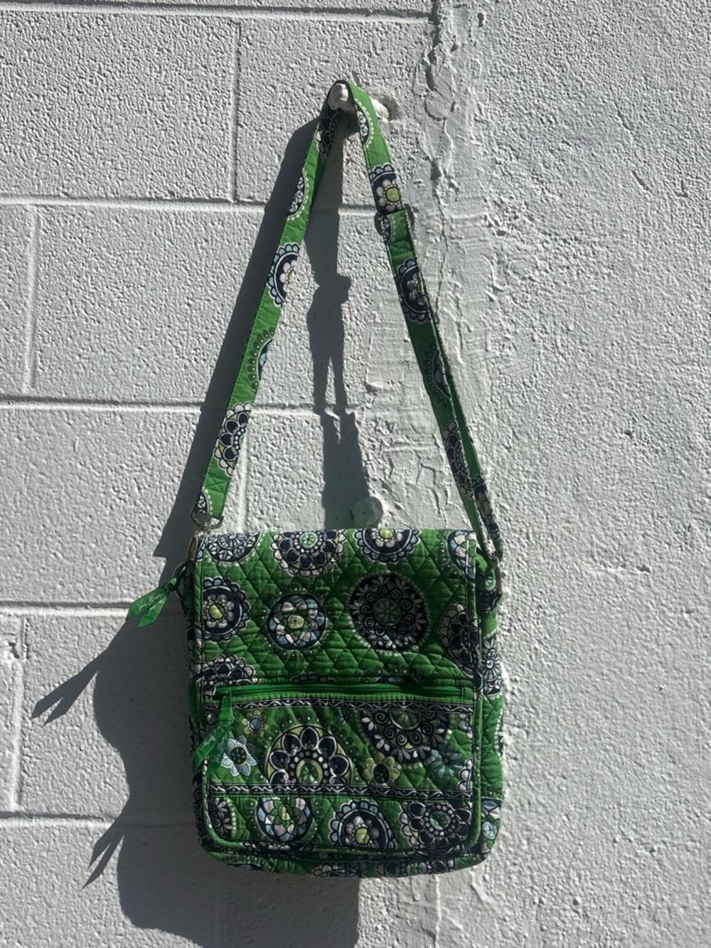 Vera Bradley Green Quilted Floral Medallion Shoulder Bag